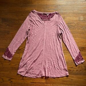 Soft Surroundings Purple Embroidered Tunic Top